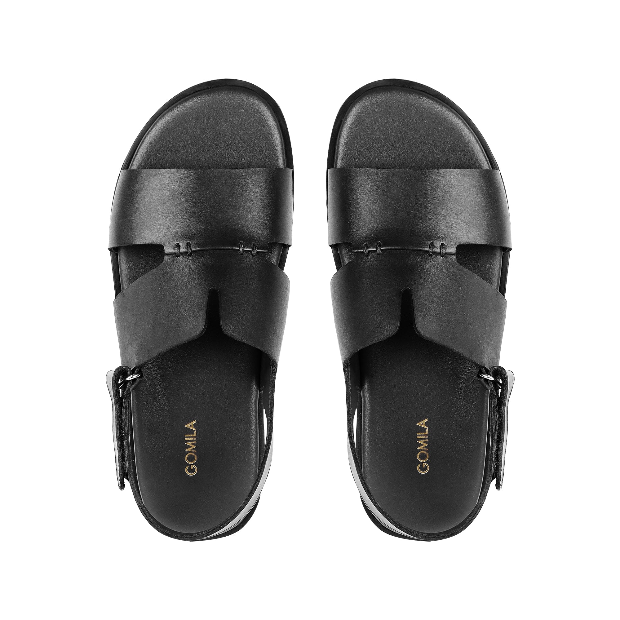Amora - Men's Black Calf Leather Sandal