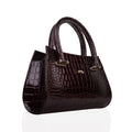 Alora - Oxblood Crocodile Print Faux Leather Hand Bag