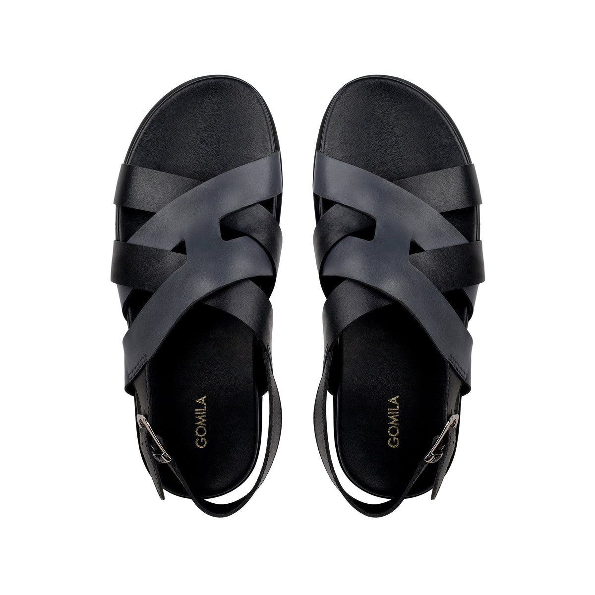 Galo - Men's Black & Grey Calf Leather Sandal