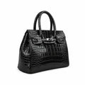 Ariana - Black Crocodile Textured Faux Leather Handbag