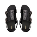 Damian - Men's Black Crocodile Printed Leather Sandal