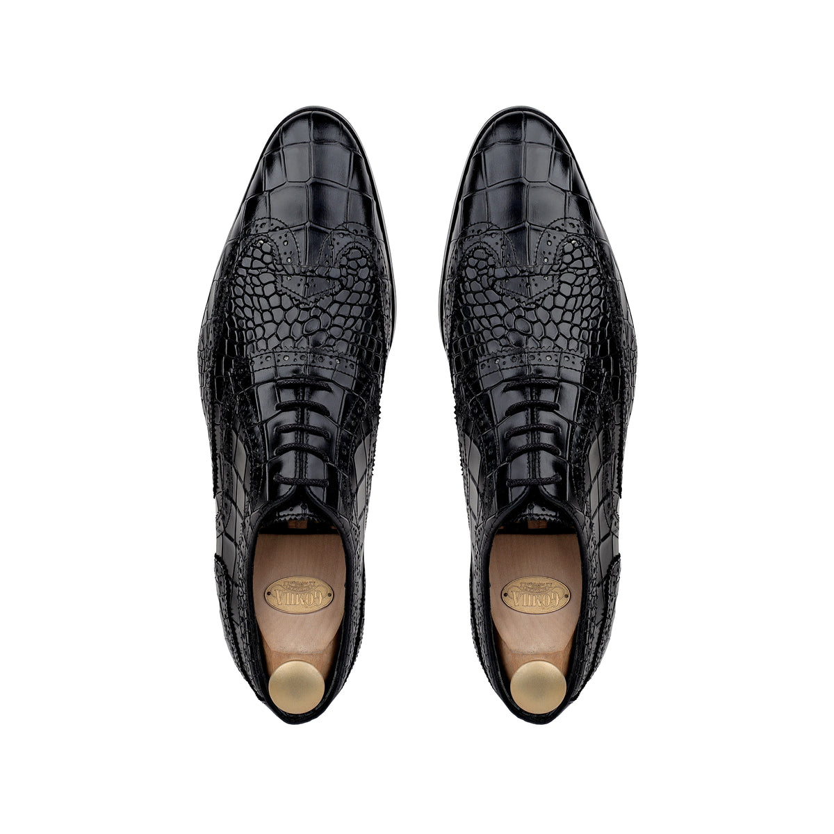 Tula - Men's Black Crocodile Leather Oxford Shoe
