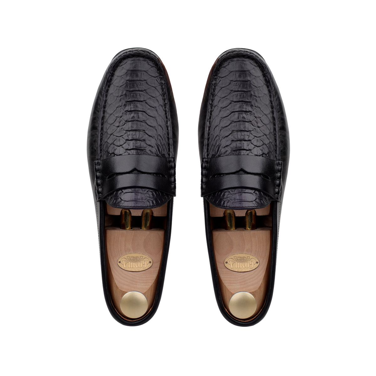 Knox - Men's Black Python Textured Calf Leather Driver Shoe