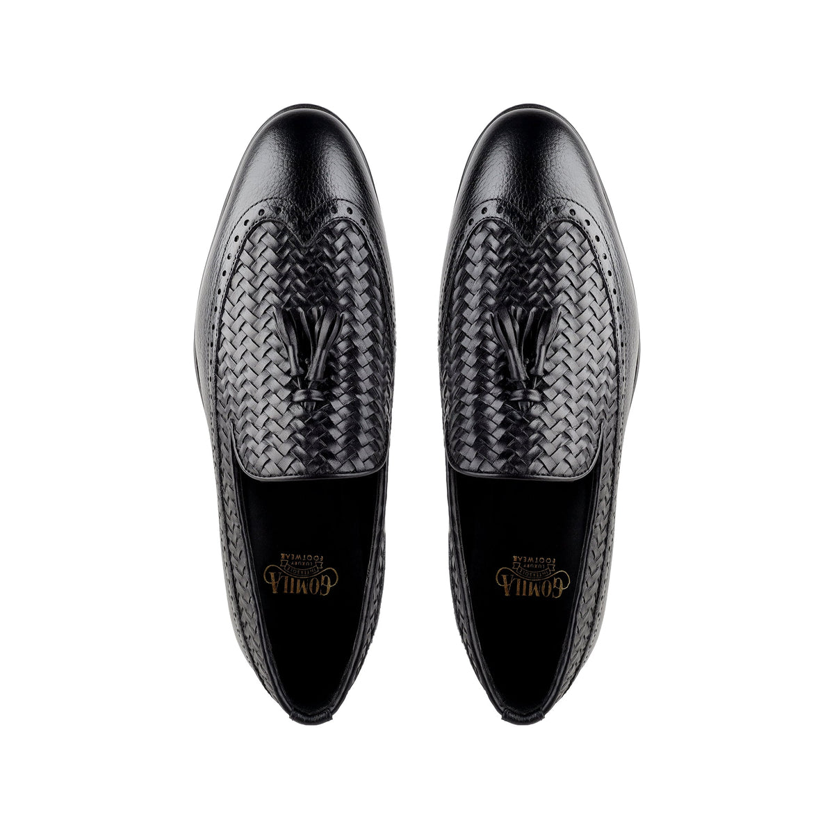 Dubasari - Men's Dark Black Pebble Grain and Hand Woven Calf Leather Loafer