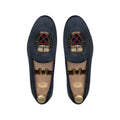 Ellis - Men's Navy Blue Suede & Embroidery Loafer