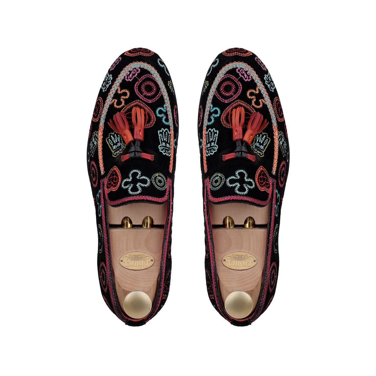 Clifford - Men's Black Suede Embroidery Goodyear Welted Bespoke Loafer
