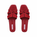 Freya - Women's Oxblood Hand Set Crystals Slipper