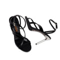 Nora - Women's Black Crocodile Print Strapped 90mm Heels