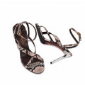 Nora - Women's Brown Snake Print Strapped 90mm Heels