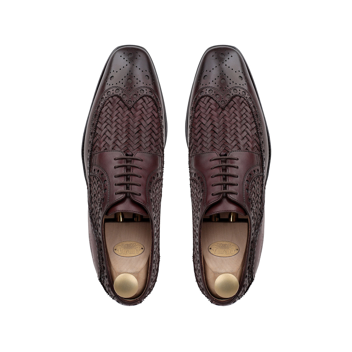 Yasnole - Men's Oxblood Hand Woven Opanka Construction Calf Leather Derby