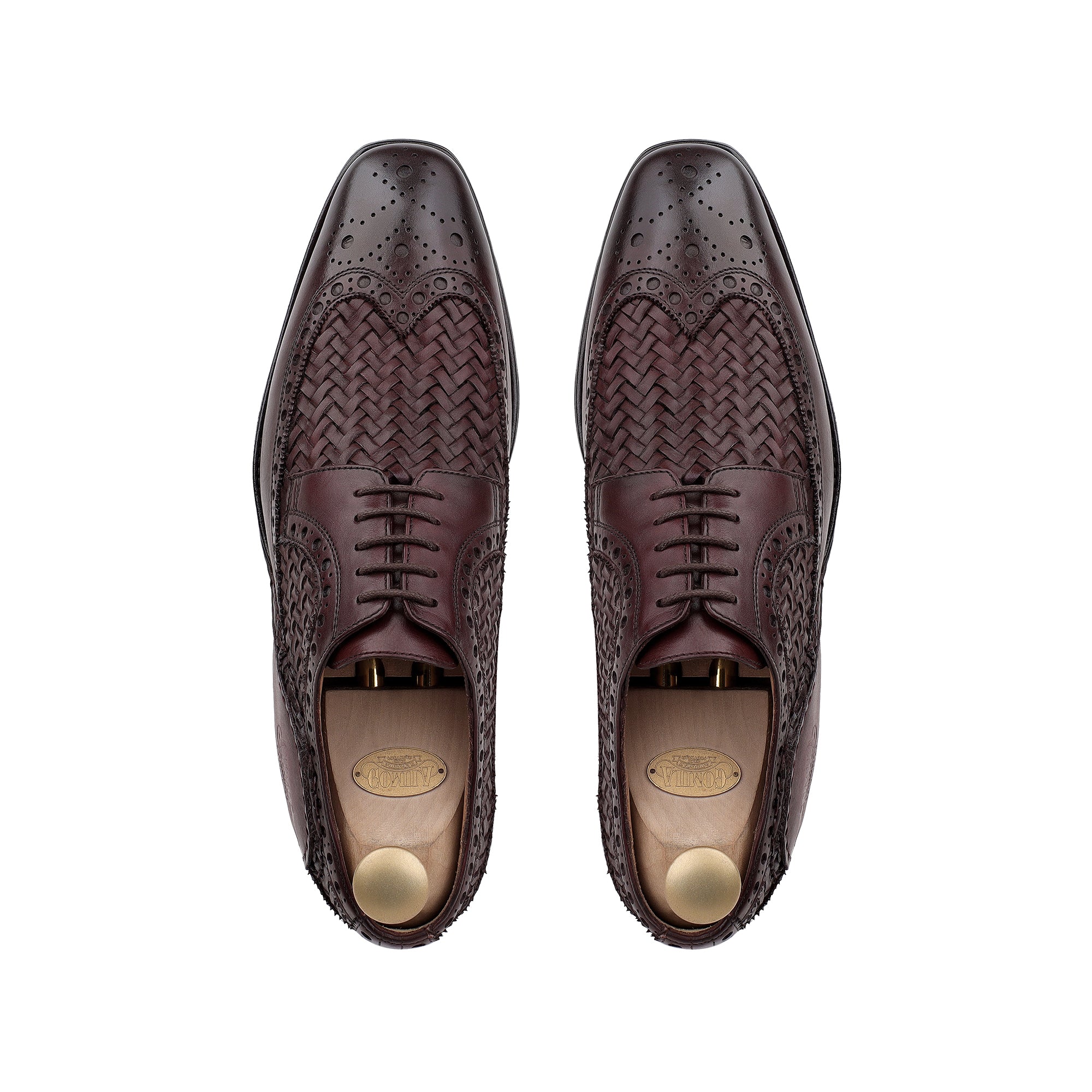 Yasnole - Men's Oxblood Hand Woven Opanka Construction Calf Leather Derby