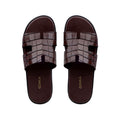 Cameron - Men's Chocolate Brown Crocodile Textured Leather Slipper