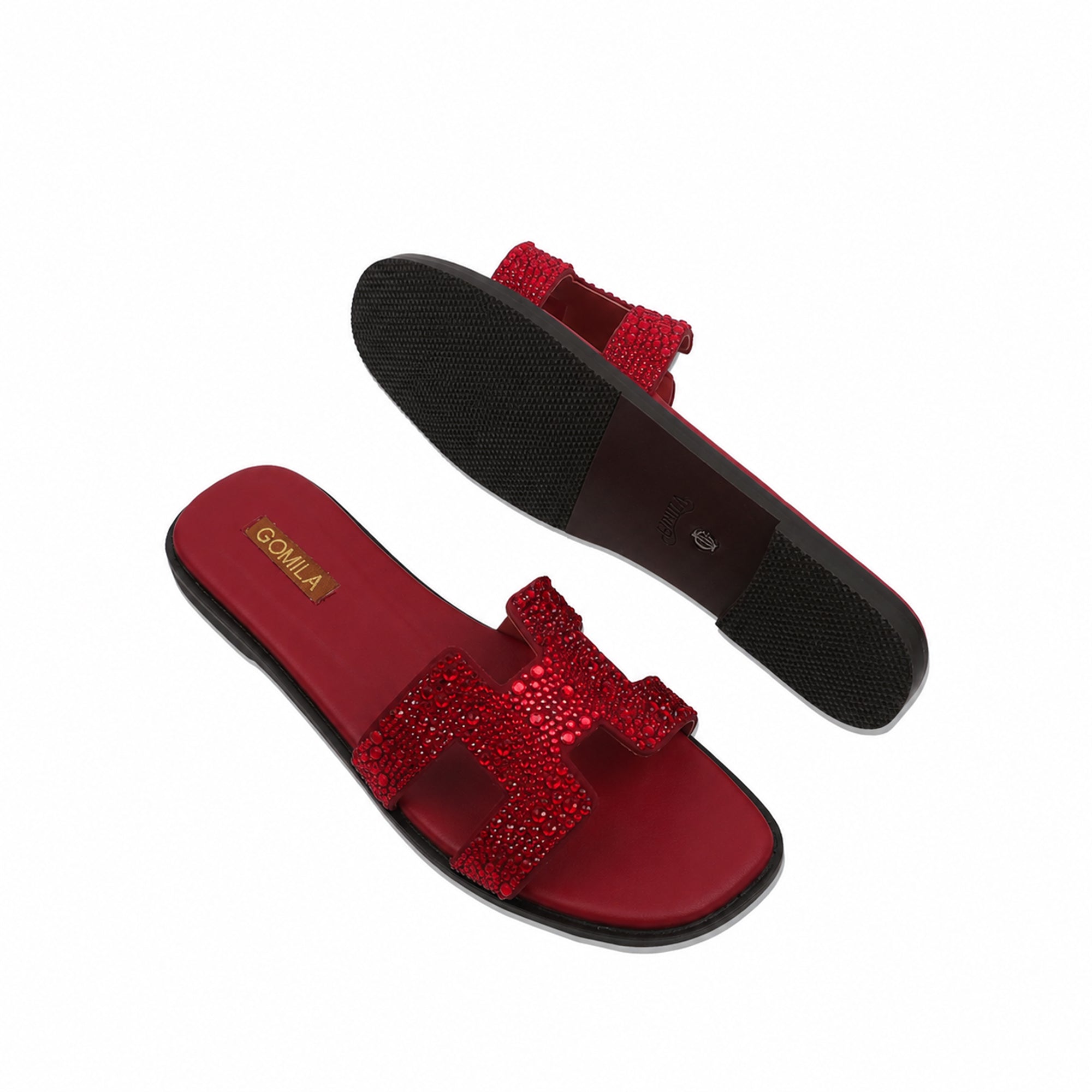 Sierra - Women's Red Rhinestone Slipper