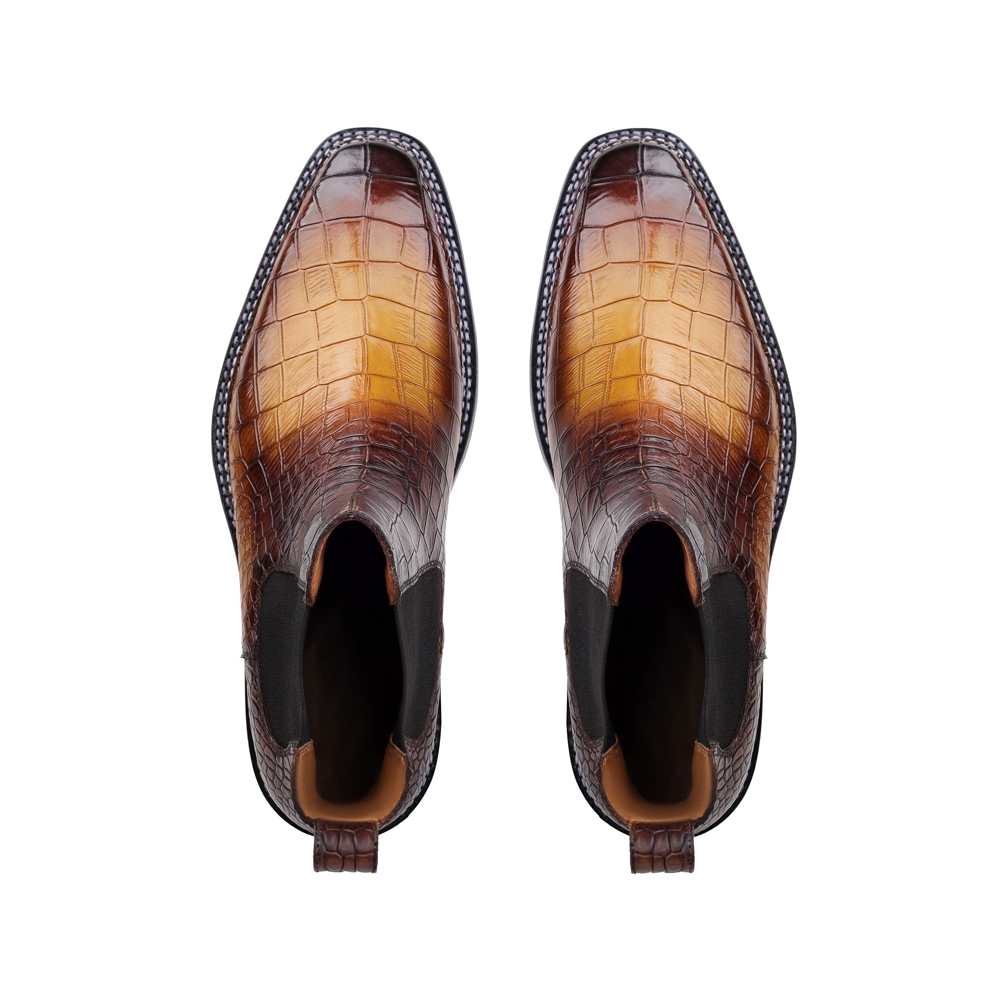 Dexter - Men's Burnish Tan Crocodile Textured Chelsea Boot