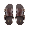 Damian - Men's Dark Brown Crocodile Printed Leather Sandal