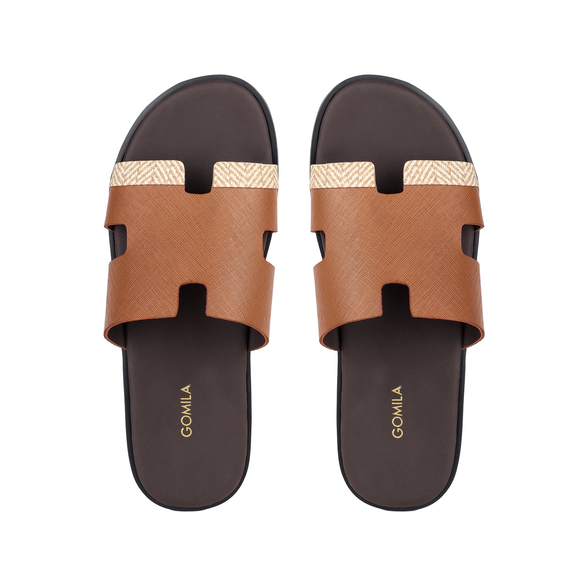 Cameron PRINTED - Men's Tan Calf Leather Slippers
