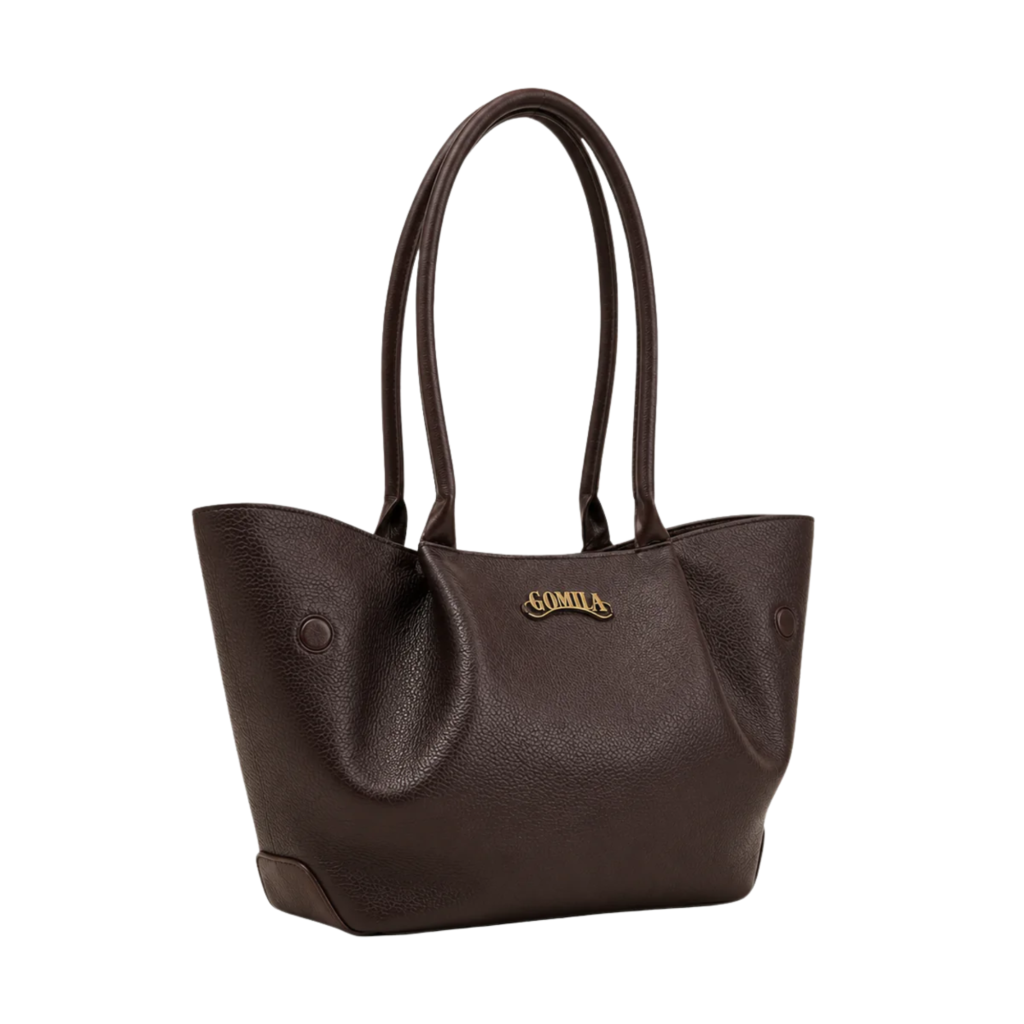 Avira - Dark Brown Pebble Grain Leather Hand Bag