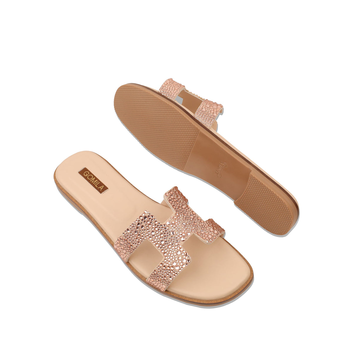 Sierra - Women's Peach Rhinestone Slipper
