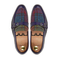 Takefu - Men's Blue Calf Leather and Harris Tweed Loafer