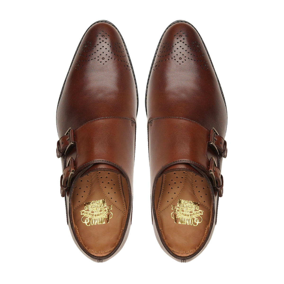 Nisaan - Men's Dark Brown Calf Leather Double Monkstrap