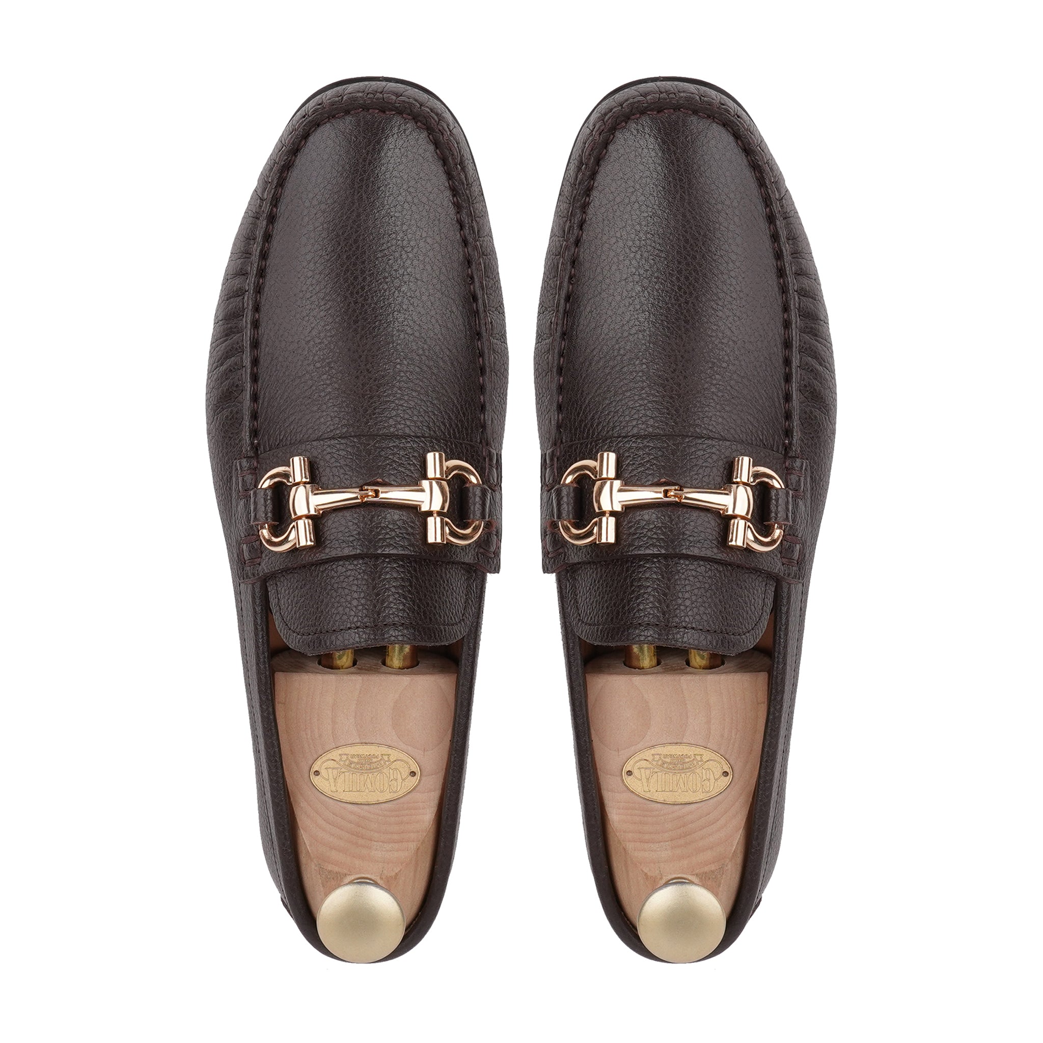Tex - Men's Dark Brown Pebble Grain Leather Driver Shoe