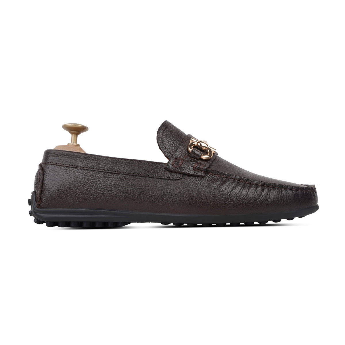 Tex - Men's Dark Brown Pebble Grain Leather Driver Shoe