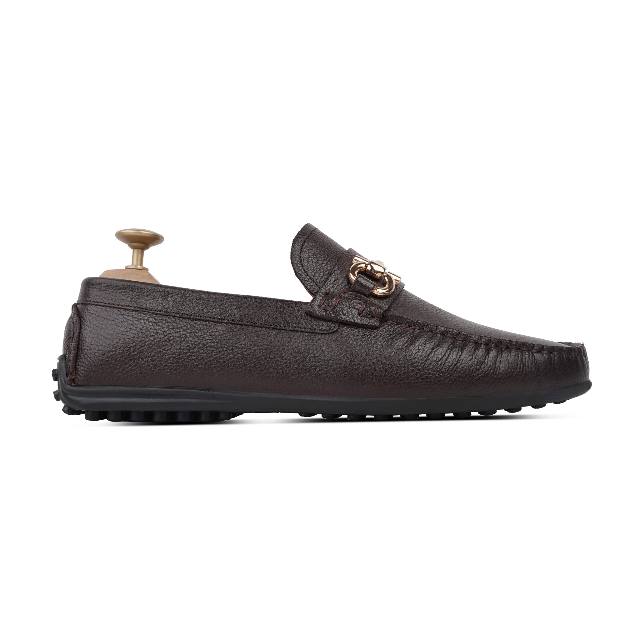 Tex - Men's Dark Brown Pebble Grain Leather Driver Shoe