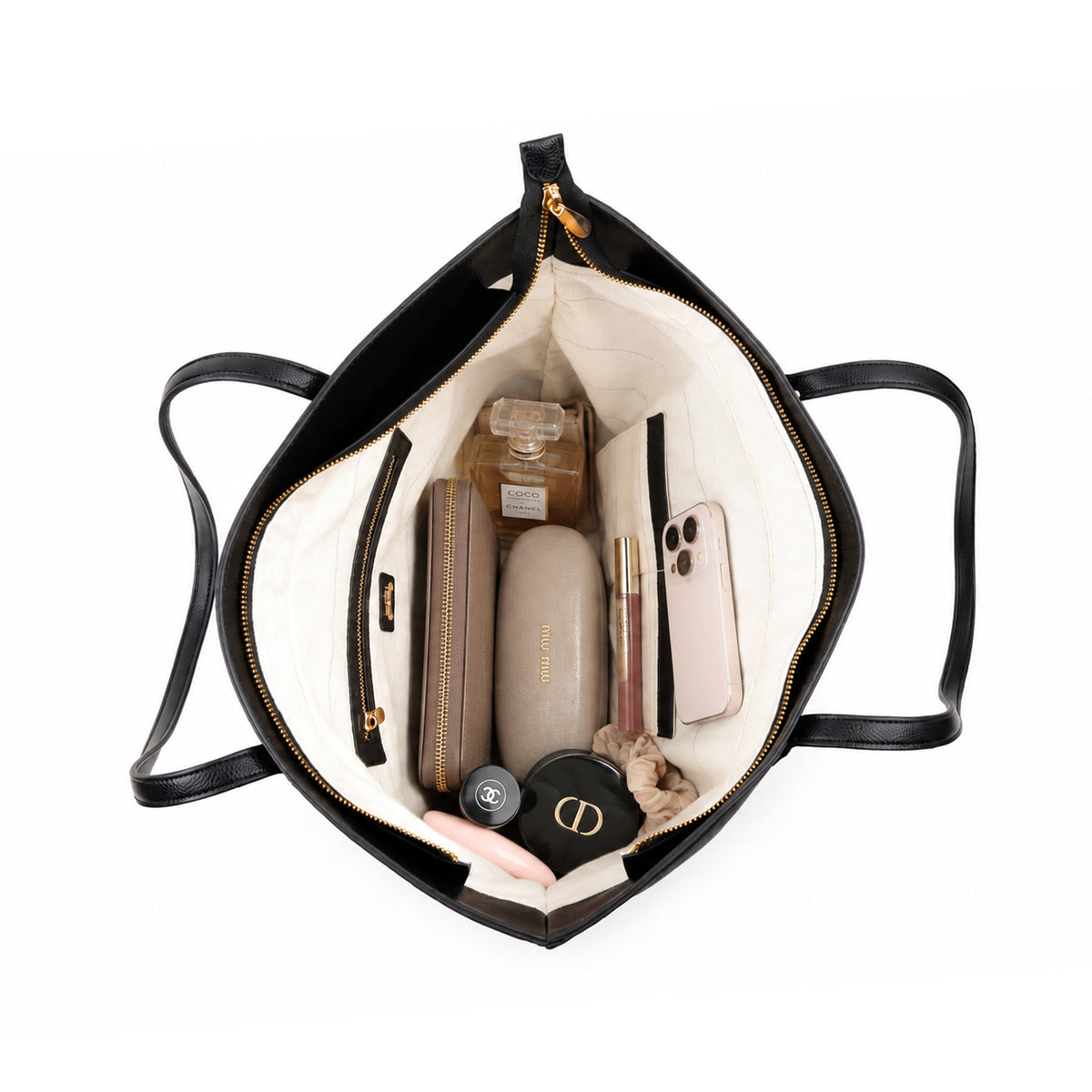 Demi - Black Milled Faux Leather Hand Bag