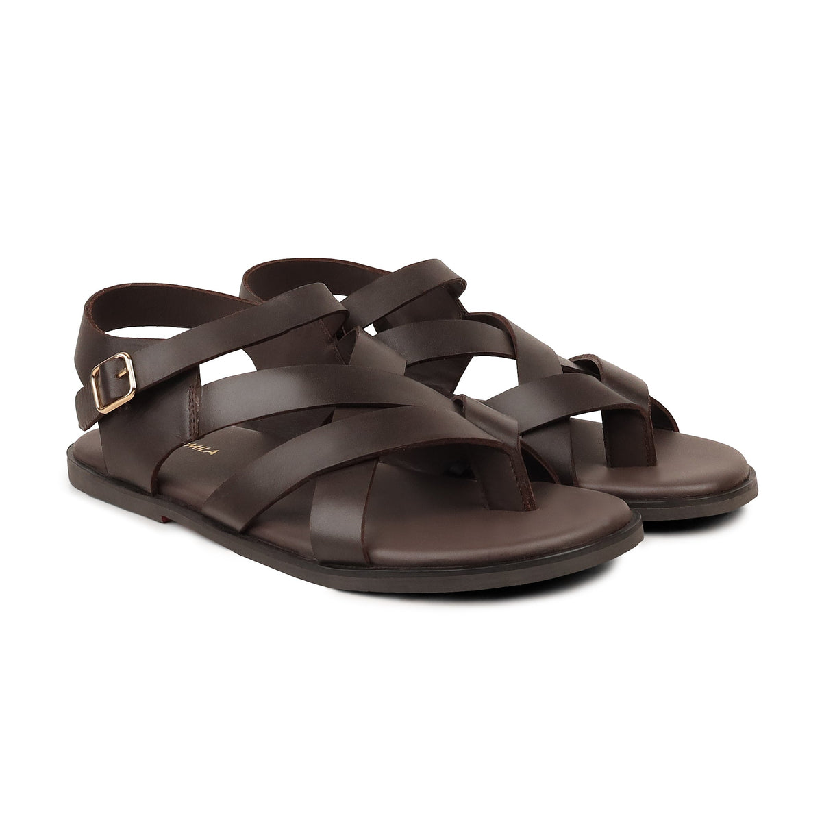 Elian - Men's Brown Dark Calf Leather Sandal