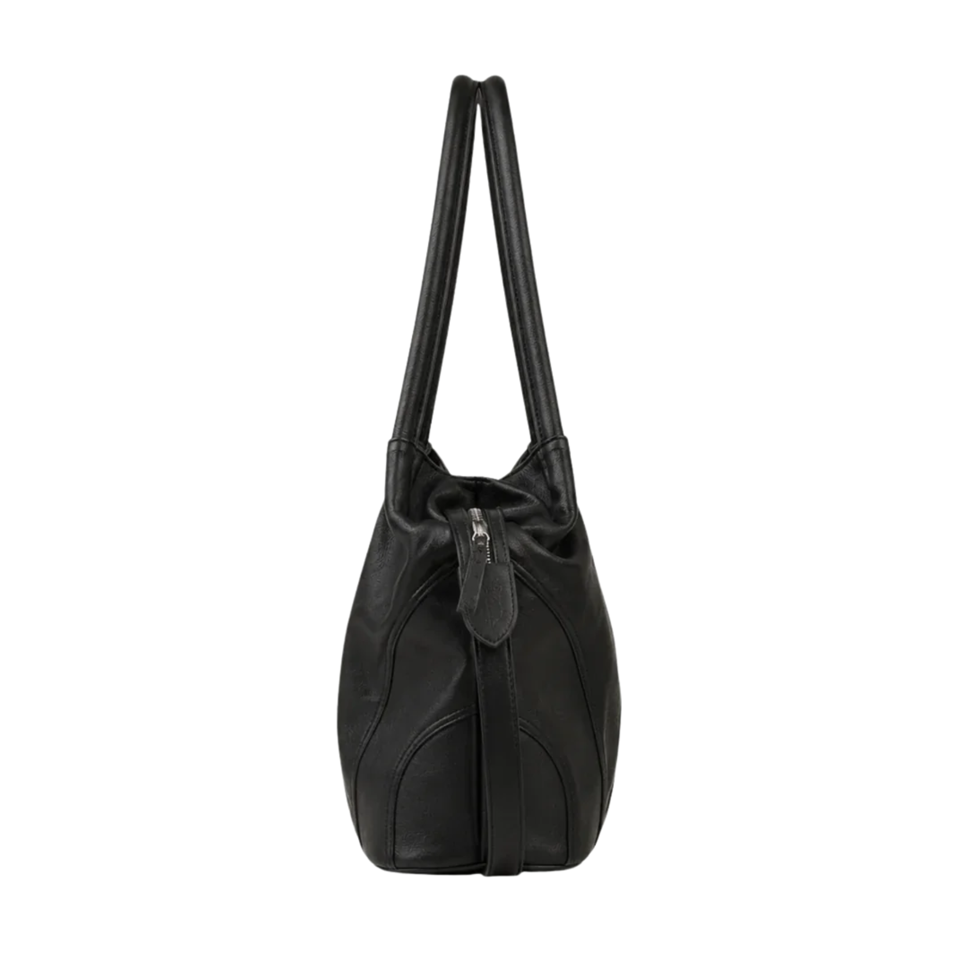 Lushia - black Pebble Grain Leather Hand Bag