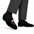 Ellis - Men's Black Suede & Embroidery Loafer
