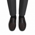 Knox - Men's Dark Brown Woven Textured Calf Leather Driver Shoe