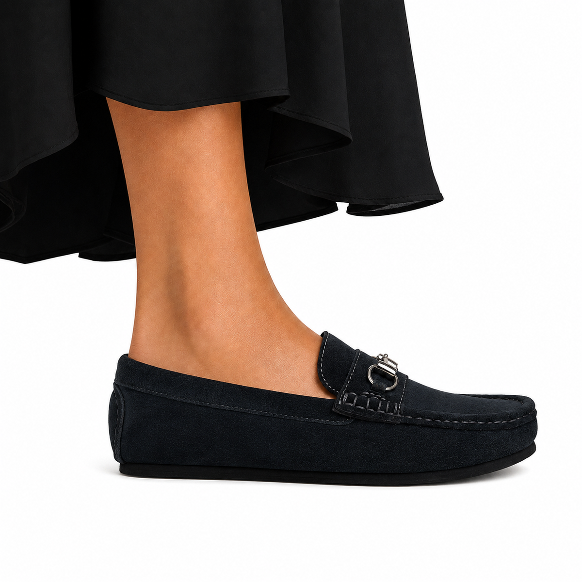 Lyla - Ladies Navy Blue Suede Driver