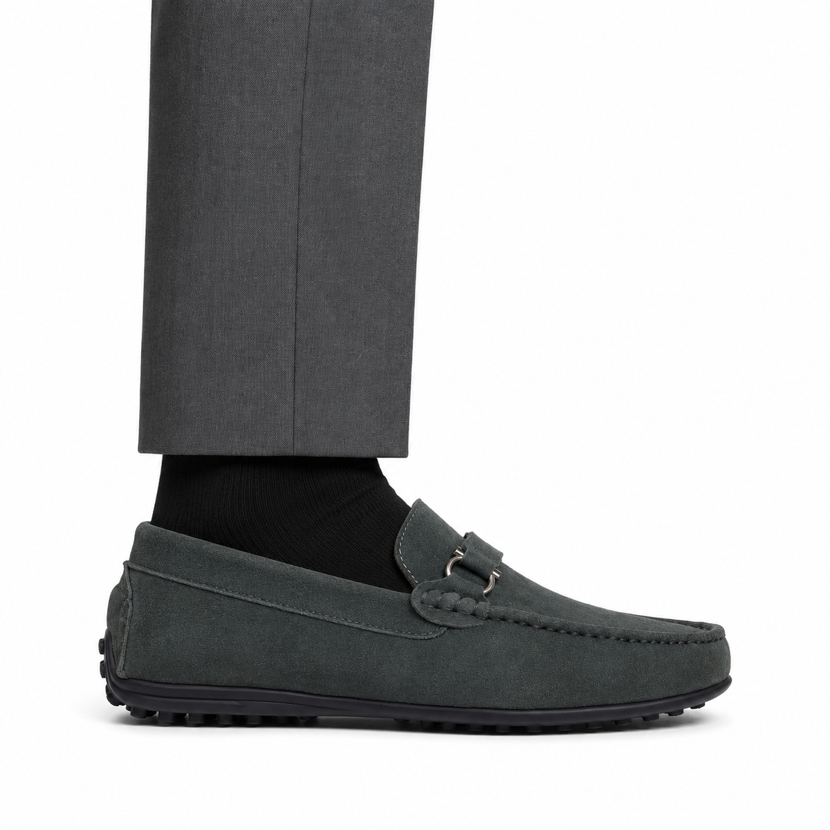 Clint- Men's Grey Suede Leather Driver