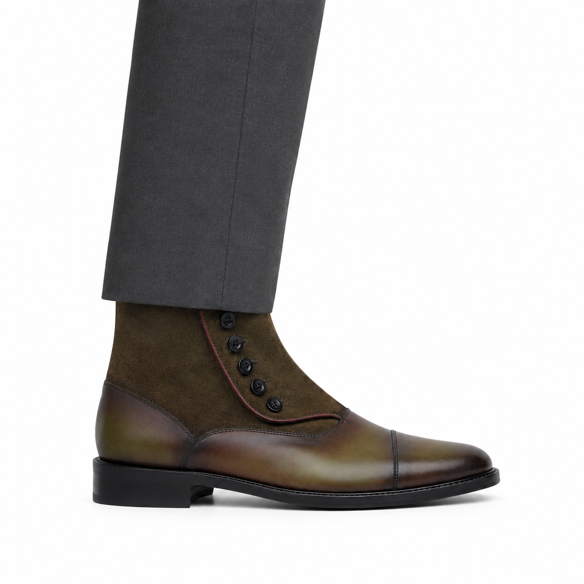 Trent - Men's Burnished Green Calf Leather & Suede Boot