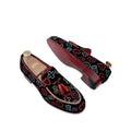 Clifford - Men's Black Suede Embroidery Goodyear Welted Bespoke Loafer