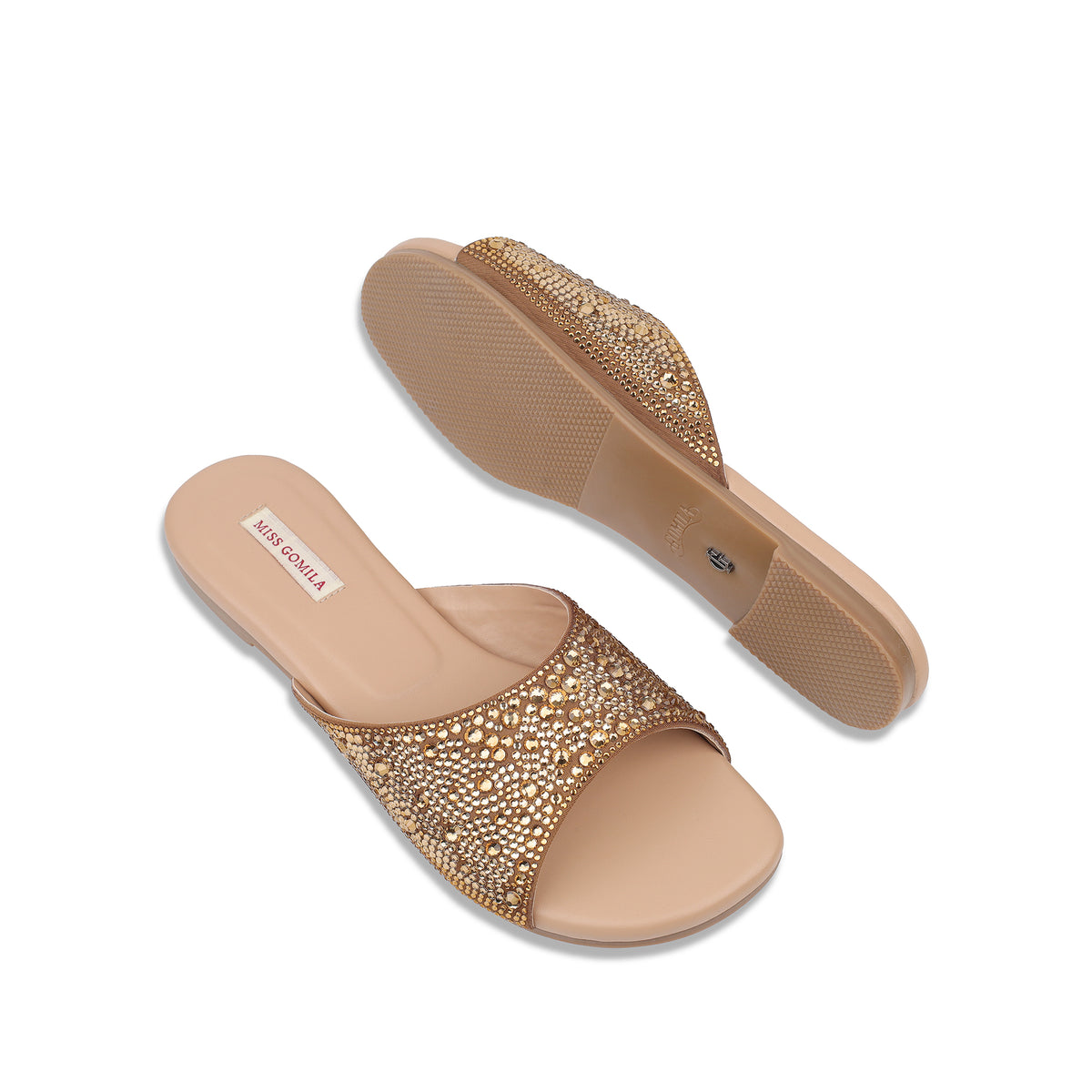 Amber - Women's Champagne Rhinestone Slipper
