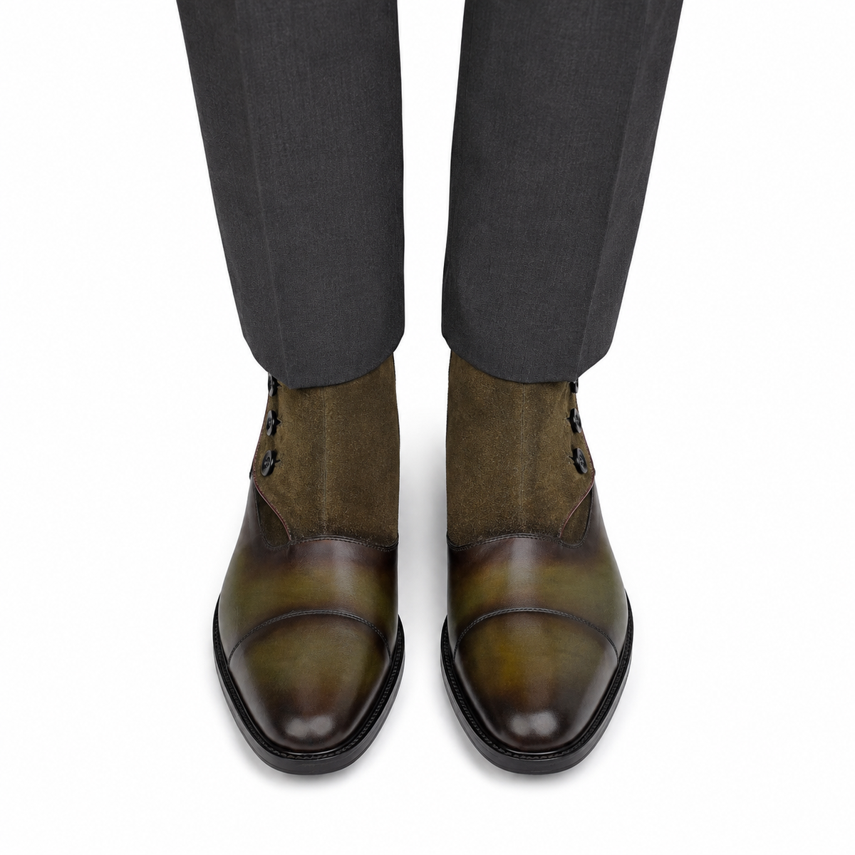 Trent - Men's Burnished Green Calf Leather & Suede Boot