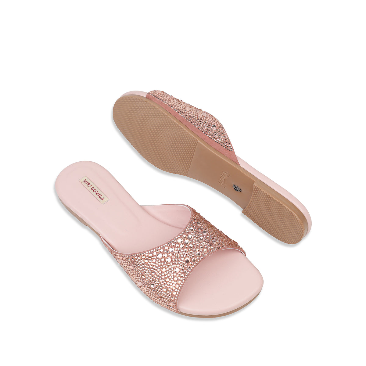 Amber - Women's Light Pink Rhinestone Slipper