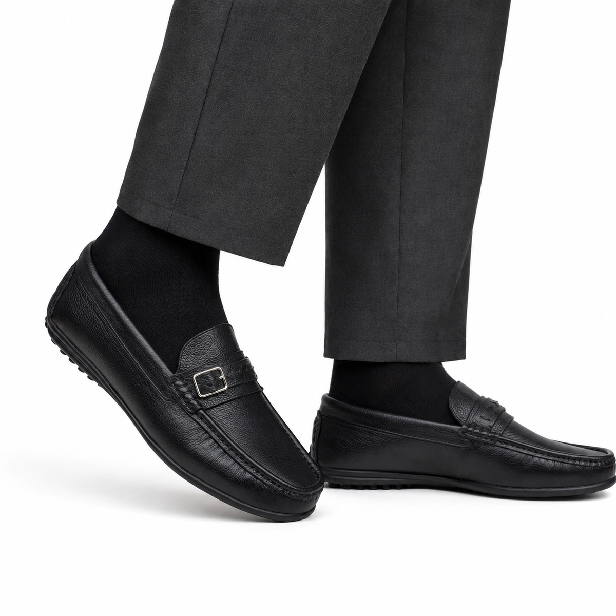 Devin - Men's Black Milled Leather Driver