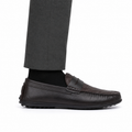 Knox - Men's Dark Brown Woven Textured Calf Leather Driver Shoe