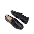 Giles - Men's Black Crocodile Textured & Calf Leather Driver