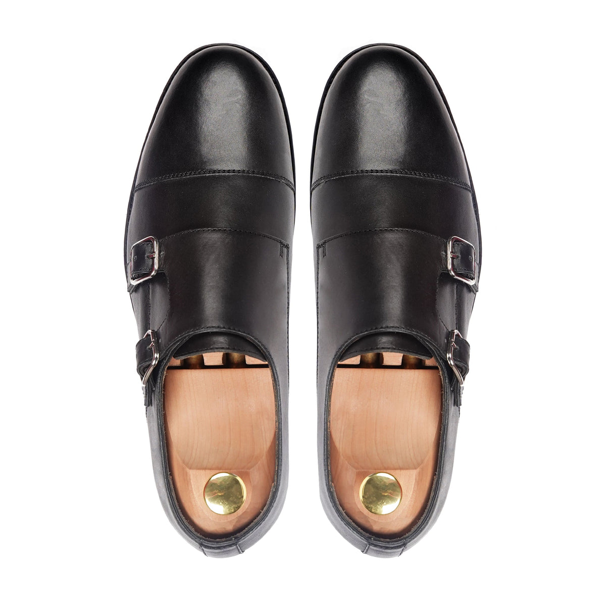 Banzu - Men's Black Calf Leather Double Monkstrap