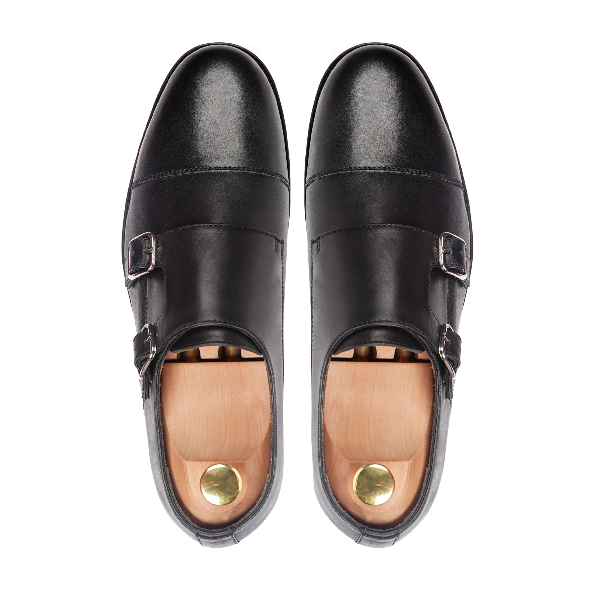Banzu - Men's Black Calf Leather Double Monkstrap