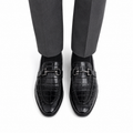 Heath - Men's Black Crocodile Printed Loafer