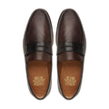 Kariya - Men's Dark Brown Calf and Pebble Grain Leather Loafer