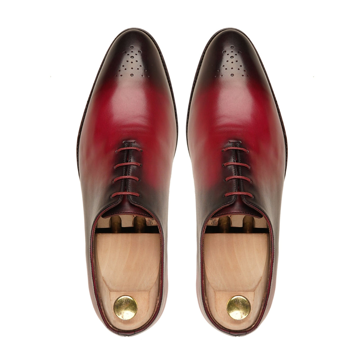 Yori - Men's Red Patina Calf Leather Wholecut Shoe