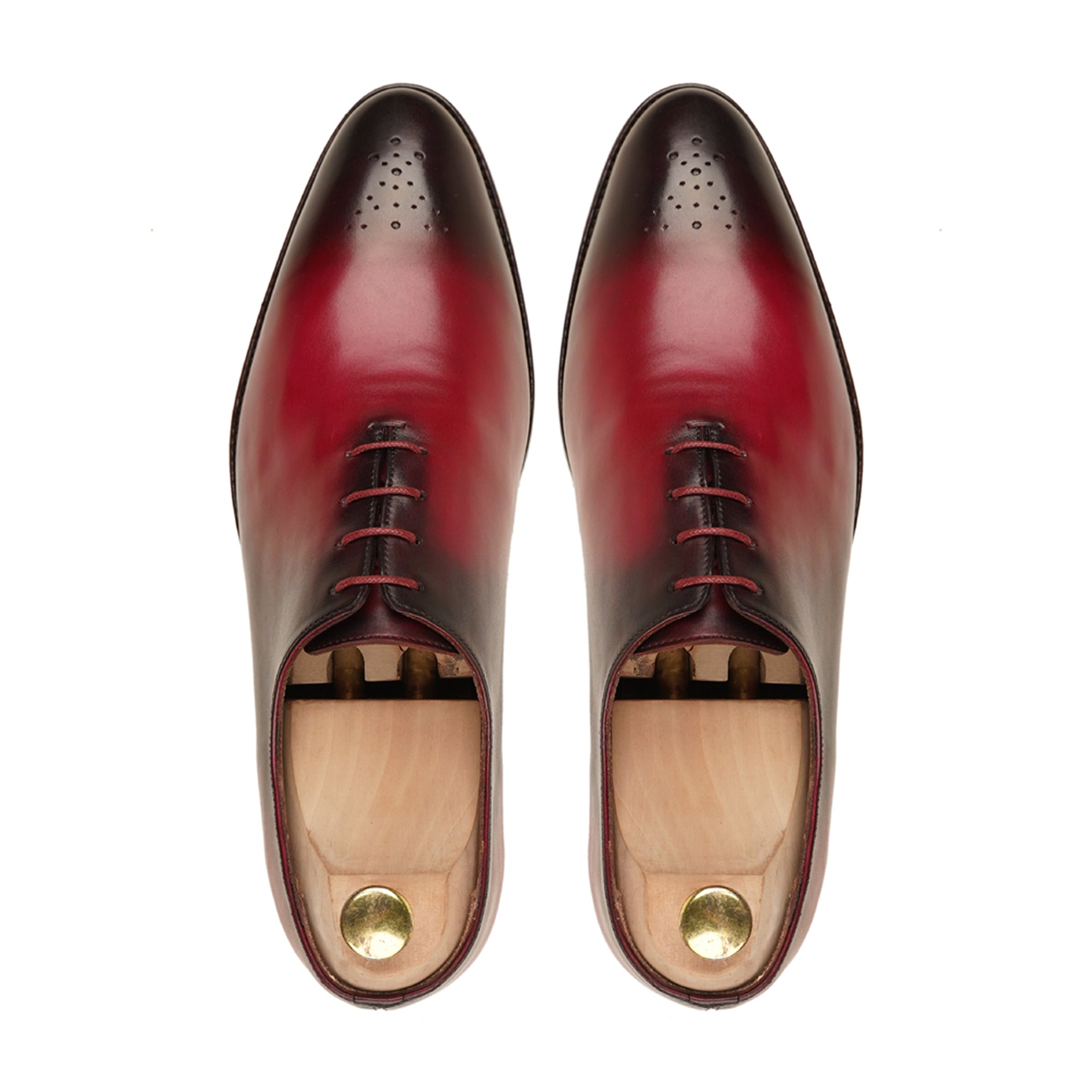 Yori - Men's Red Patina Calf Leather Wholecut Shoe