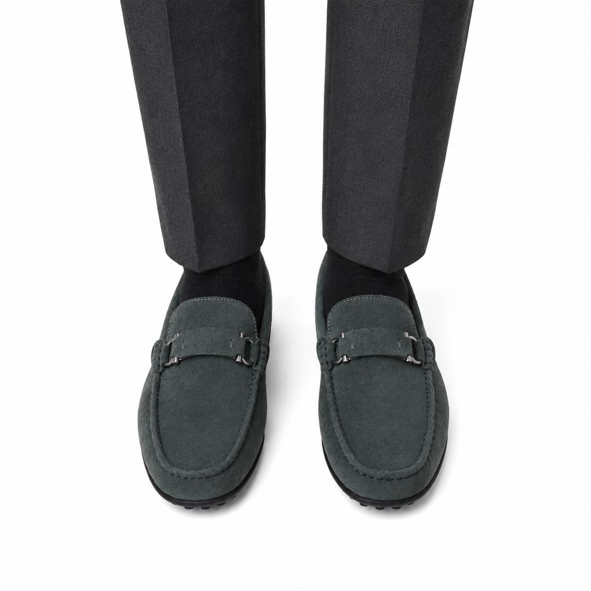 Clint- Men's Grey Suede Leather Driver