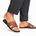 Cameron PRINTED - Men's Tan Calf Leather Slippers